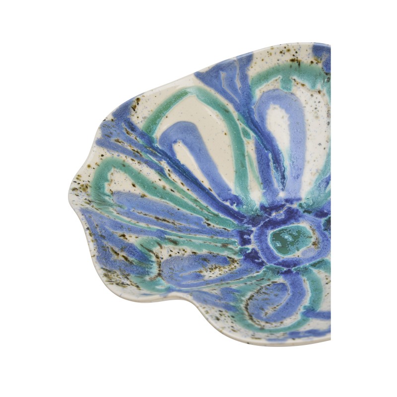 HANDMADE STONEWARE BOWL BLUE FANTASY